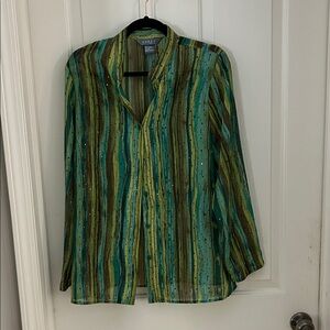 Koret size Petit large glittery button down top